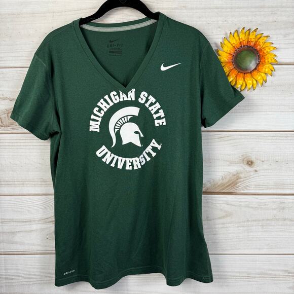nike women's michigan state spartans dri fit tee‎ L - Picture 1 of 3